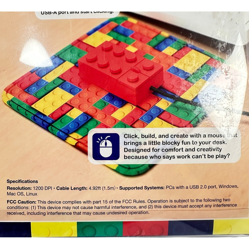 Aconic Brick Wired USB Mouse Red Building Block Style 1200 DPI AC-THCM-BK NIB - Picture 6 of 7